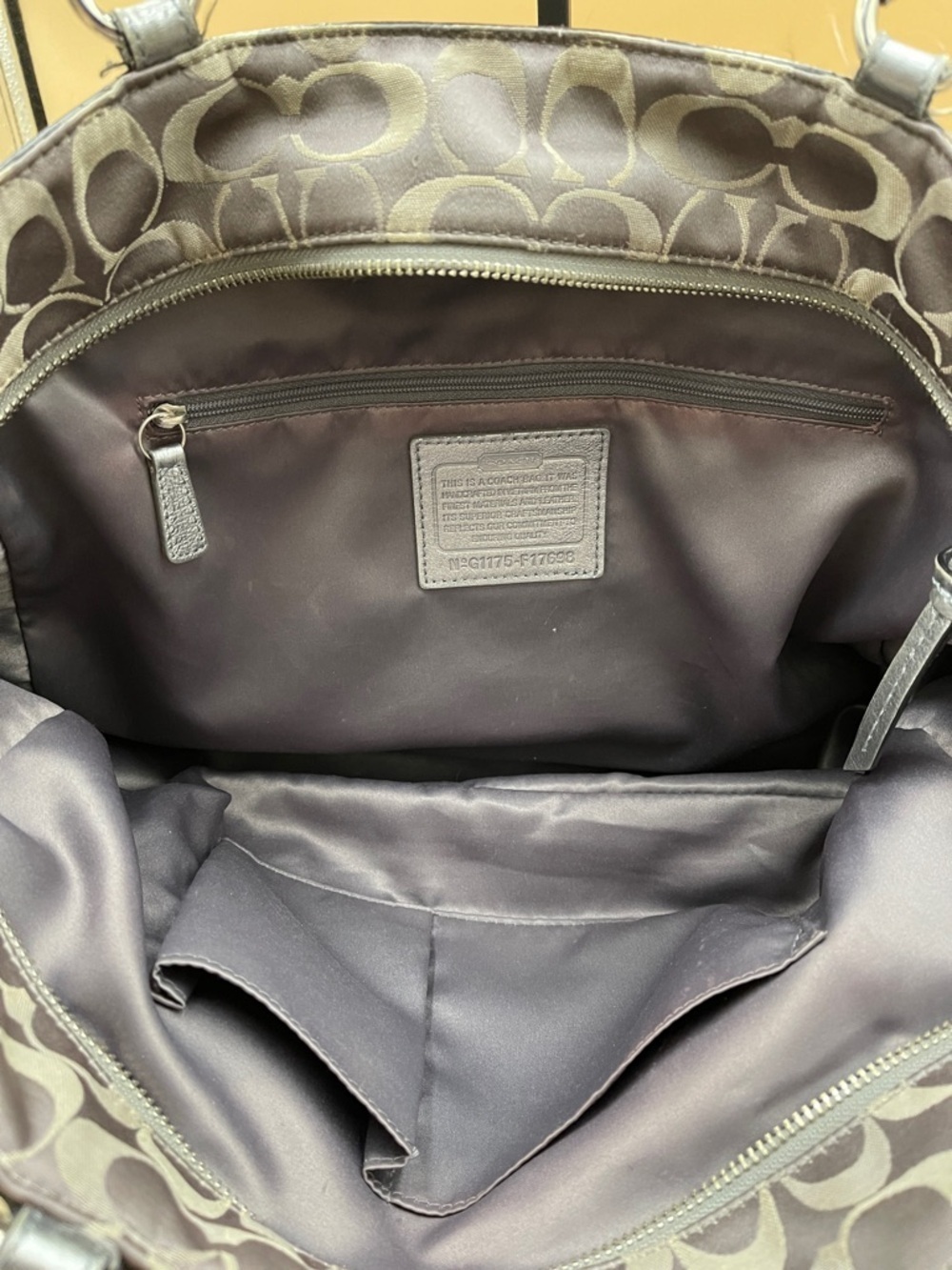 Coach Gray and Silver Metallic Signature Satchel G1175-F17698 Daily Coach - Picture 9 of 12